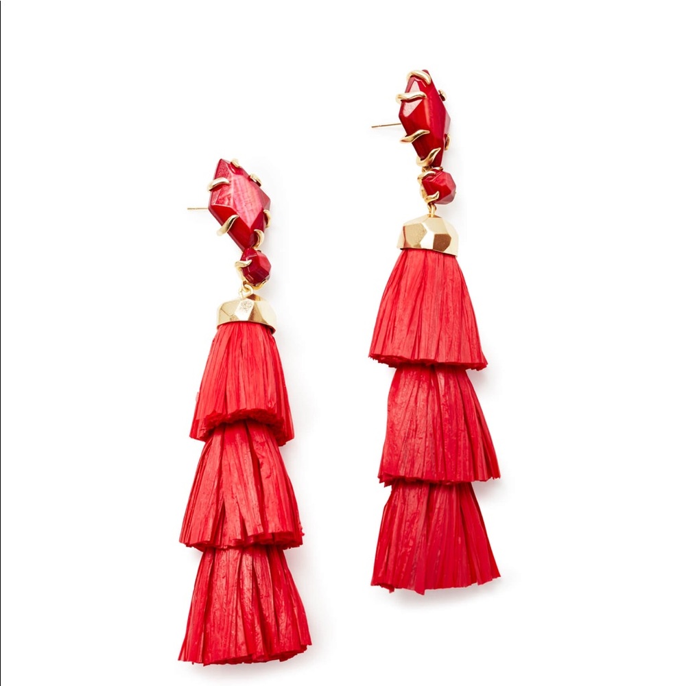 Kendra Scott NEW Denise Red MOP Earrings NWOT - Picture 2 of 5